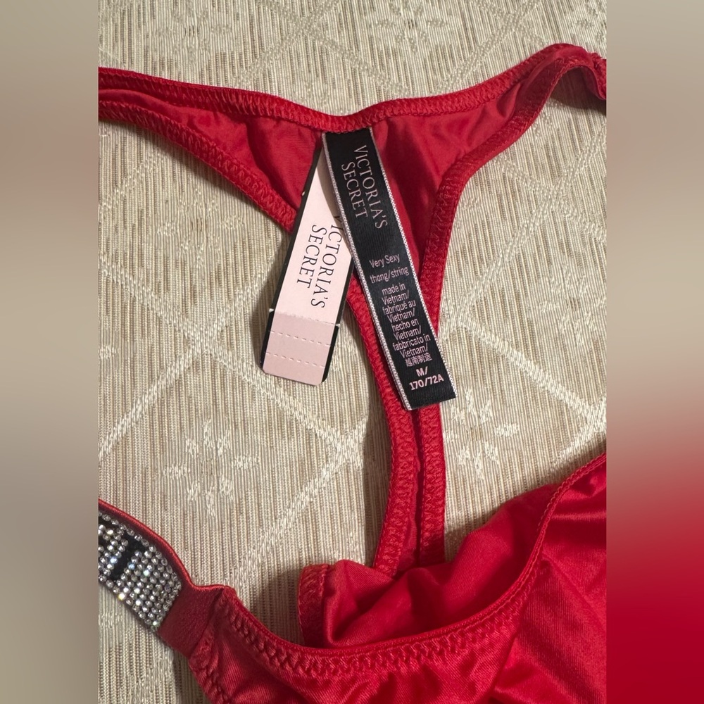 Victoria's Secret Red Thong with Sparkling Straps M - Picture 2 of 6